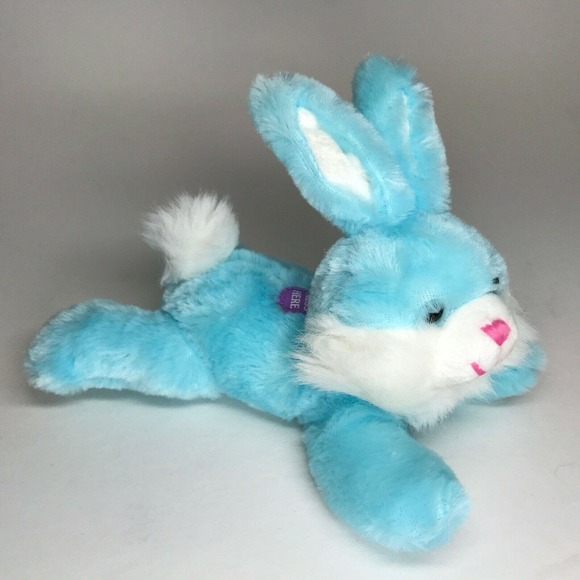 DanDee 8" Blue Easter Bunny Plush Rabbit, Jumping Sound, Pink Nose, Easter Gift - Picture 2 of 7